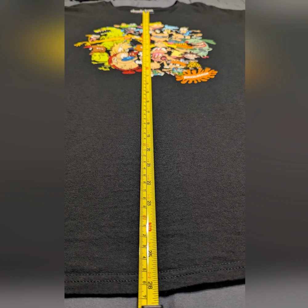 Nickelodeon Retro Black T-shirt Size Large With All The Characters From The 90s